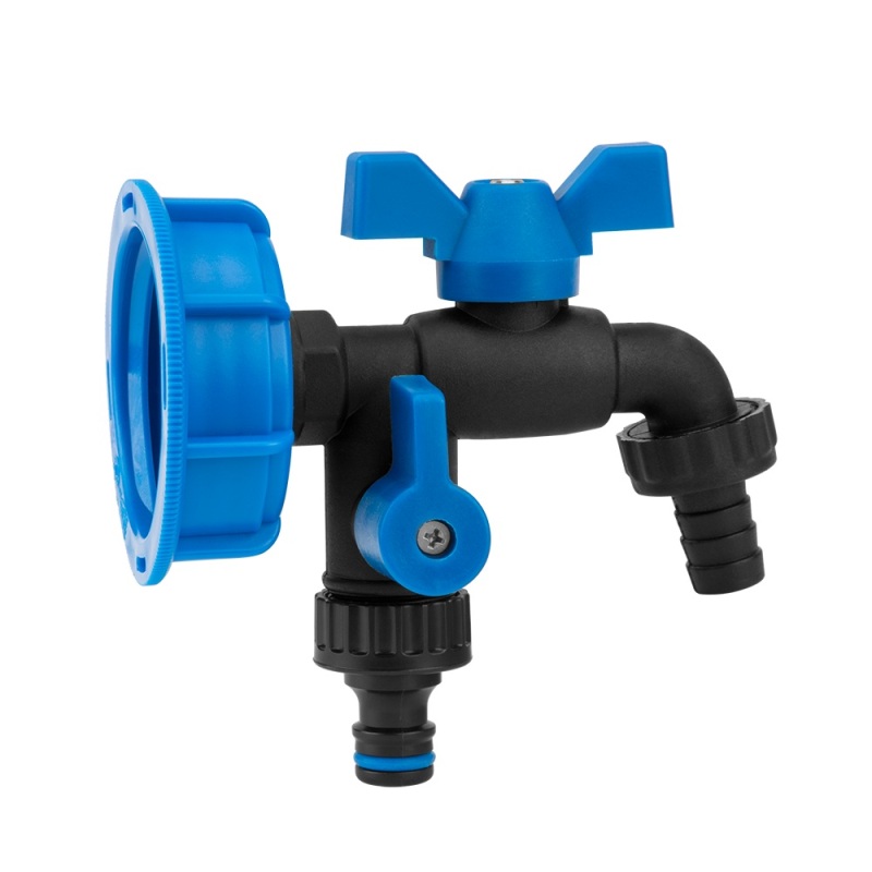 IBC adaptér S60x6 s 2-vývodovým ventilom BLACK RAVEN 1/2"
