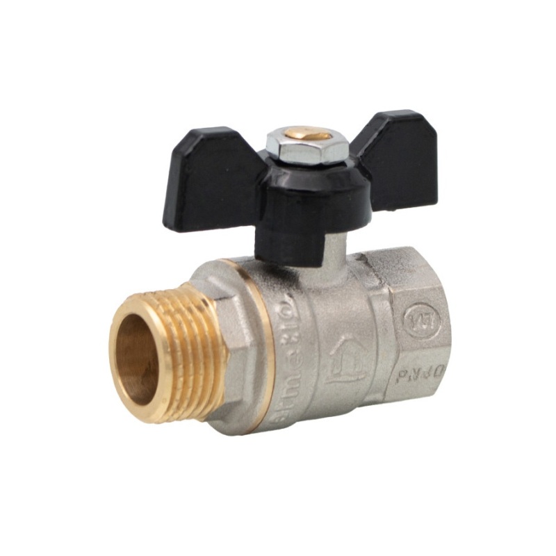 Mosadzný guľový ventil 3/4" MF, motýľ (ERMETIQ)