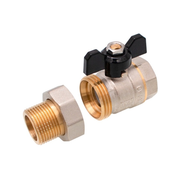 Mosadzný guľový ventil 3/4" MF so šróbením, motýľ (ERMETIQ)