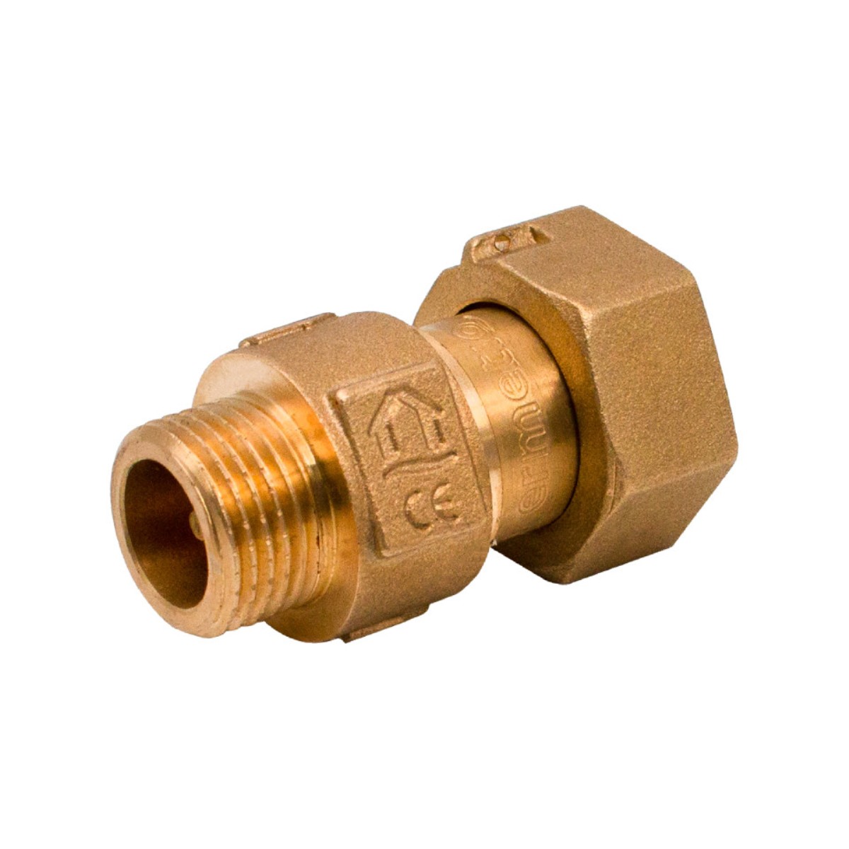 Mosadzné šróbenie k vodomeru so spätnou klapkou 1/2"x3/4" - PN10